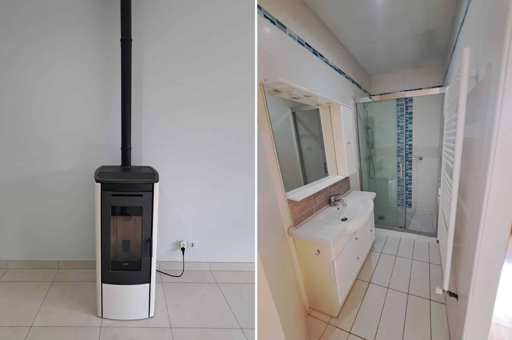 maison a louer merignies centre poele granules salle de douche